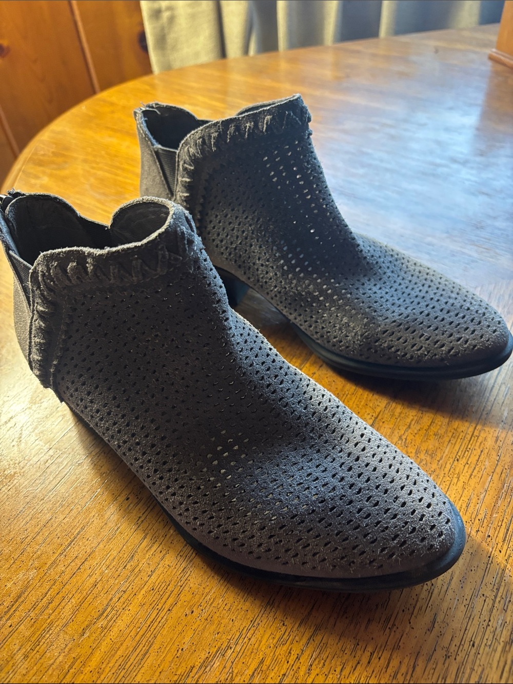 Earth Women's Gray Perforated Ankle Booties - Picture 2 of 9